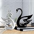 ARTISANS ALLEY Modern Home D�cor Swan Couple | Matte Finish Ceramic Statues (Set of 2 Pcs, White and Black)
