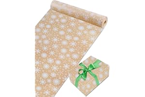 Rouleau Papier Cadeau Noel 44cm x 30m, TOYPOPOR 13 Modèles de Papier D'emballage de Noël, 100 g/m² Recyclé Biodégradable Papier D'emballage Cadeau pour Noël, Vacances (Flocons de Neige - Marron)
