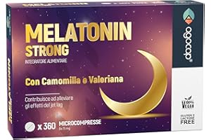 Melatonina per dormire con Camomilla e Valeriana. Melatonina forte, 1 mg con 365 minicompresse. Integratori per dormire, Melatonina Pura, regola ciclo Sonno-Veglia e riduce sintomi del Jet Lag. Agocap