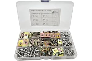 NICAVKIT Set di 200 Assortimento di dadi e viti per carrozzeria Nr.6/8/10/12 M3 M4 M5, Clip Viti Fermi Rivetti Fissaggio Fermaglio Per Moto Camion Roulotte Ferro, clip di fissaggio per motore