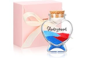 Zopeal Wedding Gift Honeymoon Keepsake Jar Heart Bottle for Couple Valentine Day Decor with Pink Gift Box for Newlywed Bridal Shower Sweet Married Present Anniversary Souvenir, No Sand Included