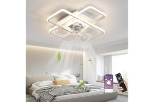 ‎MIIR MiiR Deckenventilator Mit Beleuchtung,LED 70W Deckenventilator Mit Fernbedienung Leise Lampe Mit Ventilator Dimmbar 6-stufige Windgeschwindigkeit Deckenleuchte Für Wohnzimmer Schlafzimmer Weiß 50cm