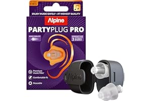 Alpine PartyPlug Pro Tapones de Oídos Hi-Fi para Conciertos, Protección Auditiva Profesional 21dB - Protección Auditiva Esencial para Festivales, Música & Raves - 3 Tamaños S/M/L - Transparente