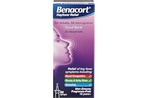 BENACORT Nasal Spray (1x 10ml), Budesonide Nasal Spray with 24-Hour Hay Fever Relief, Alcohol Free and Fragrance-Free