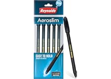 Reynolds AEROSLIM 5 CT BLACK I Lightweight Ball Pen With Comfortable Grip for Extra Smooth Writing I School and Office Statio