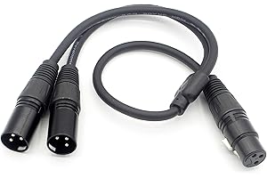 LoongGate 1 Weiblichen XLR Dual Männlichen XLR Y Splitter Kabel, Mikrofon Blei/Combiner Y-Kabel Patchkabel 0.5m (1F - 2M)