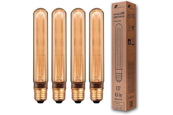 greenandco 4x Ampoule à LED Décorative Style Vintage | E27 T30 | ambre | 2W 65lm | 1800K blanc très chaud | 320° | 230V | aucun scintillement | non-dimmable