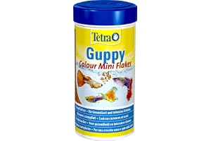 Tetra Guppy Colour Mini Flakes – fiskfoder för alla guppys, fint flingfoder för starka färger, 250 ml burk