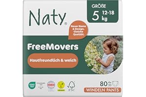 ‎NATY Eco by Naty Baby Windeln Pants - umweltfreundliche Premium-Bio Höschenwindeln aus pflanzenbasierten Materialien, sehr saugfähig und frei von gefährlichen Chemikalien (Größe 5 ) | 80 Stück (4er Pack)