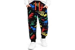 FILOWA Byxor joggingbyxor barn pojkar svart dragsko lång skola jogging dinosaurie tryckt joggingbyxor sportbyxor fritidsbyxor träningsoverall nederdelar unisex ålder 2 3 4 5 6 7 år