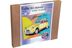 Arenart | 1 Lámina Coche clásico 46x38cm | para Pintar con Arenas de Colores | Manualidades para Adultos y Jóvenes | Dibujo Fácil | Pintar por números | +9 años