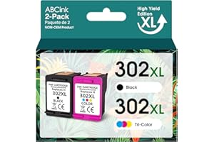 302XL Cartouches d'encre Remplacement pour HP 302 XL 302 Cartouches pour HP Deskjet 3630 1110 2130 3632; Envy 4524 4520 4521 4526; Officejet 3830 3834 4651 Imprimante (1 Noir et 1 Couleur)