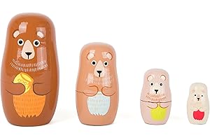 Small Foot- Poupées Russes Famille d'ours, 10621, Bois