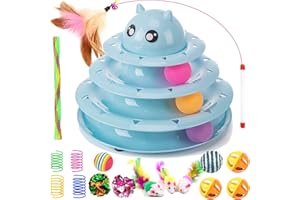Pawsayes Jouets Chat, Kit Jouet Chats 17 pièces avec Jouet Labyrinthe Chats 3 Couches, Jouet Balles pour Jeu Chat Chaton, Jouets pour Chaton de Jouets Interactifs pour Chat