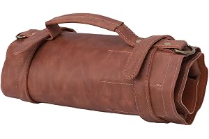 Yanmis PU Läder Carving Cutter Bag |10 Fackrullepåse för Carpenter |Slitsäker Förvaring och Organisering Av Verktyg med Avtagbar Axelrem