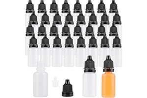 LDHHYH 200 Pack 10ml Eye Dropper Bottles, Plastic Squeezable Translucent Liquid Empty Bottles with Cap and Removable Plug