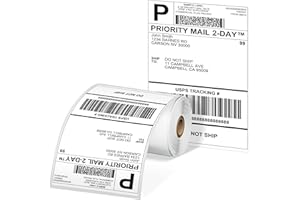 Phomemo 250 Unidades De Rollo De Etiquetas TéRmicas Etiquetas Blancas De 4X6 Para EnvíO, Suministros De Etiquetas Para Impresoras TéRmicas - Etiqueta TéRmica De Grado Comercial Para EnvíO De Paquetes