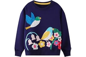 Codkkre Sweatshirt Fille Pull Fille Coton Sweat-Shirt Enfant Fille Printemps Automne Hiver Col Rond Sweater pour Enfants 2-10 Ans