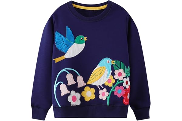 Codkkre Sweatshirt Fille Pull Fille Coton Sweat-Shirt Enfant Fille Printemps Automne Hiver Col Rond Sweater pour Enfants 2-10 Ans
