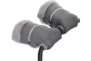 AUPOWER Handmuffs, Stroller Pram Hand Muff Waterproof and Windproof Anti-Freeze Fleece Lined Gloves Universal Hand Warmer for Buggy Pushchair Trailer Bicycle.Grey