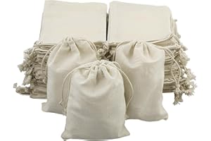 AMANDELIZABE 55 pezzi sacchetti in tessuto da dipingere, sacchetti di cotone con coulisse, sacchetti di yuta, 10 x 15 cm, per regali, gioielli, snack, matrimoni, feste di compleanno, anniversari