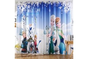 Fgolphd Anime Frozen Verdunkelungsvorhang-Set, Anna Und ELSA Olaf 3D-Druck Vorhänge Für Kinderzimmer Blickdicht Für Dekoration Wohnzimmer Schlafzimmer (150×166(BxH),11)