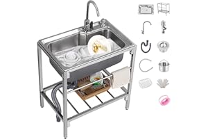 Duchunsheng Évier INOX Cuisine, Professionnel Fort Extérieur Évier De Jardin, AntisEclaboussures Lavabo pour Faire La Plonge Cuisine De Restaurants, Salle De Bain, Bac Laver Barbecue Exterieure