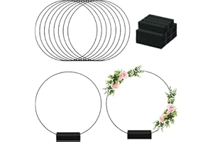Idota 8 Stück Metallringe zum Basteln, Metallring Schwarz 30 cm mit 8 Stück Fuß Deko Ringe zum Aufhängen Fensterdeko Metall Deko Ringe für DIY Traumfänger/Hochzeit Tischdekoration/Türkranz Modern