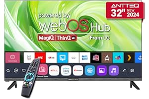Antteq 32 Inch TV Smart WebOS Televisions MagiQ 32" with ThinQ AI, Voice Magic Remote, Airplay, Apple TV+, Netflix, Freeview, YouTube, WiFi, 2024 Black