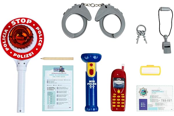 Theo Klein 8850 Bosch polisset | Setet består av 10 delar | Inklusive batteridriven ficklampa och signalspade med ljus