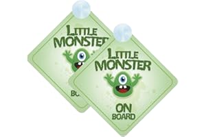 MYBABYONBOARD UK Little Monster Baby on Board Sign for Car Twin Pack 2pcs Kids Safety Warning Car Signs