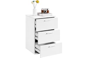 Soberine Comodino Camera da Letto con 3 Cassetti Tavolino da Notte in Legno Mobile da Letto Portaoggetti 60 x 40 x 35 cm Salvaspazio per Soggiorno Bianco/1