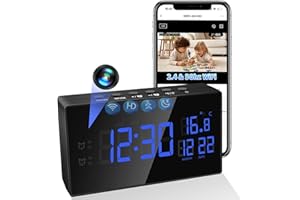 Nisanmoon Caméra Espion WiFi 2.4/5G Caméra Cachée HD 1080P, 2 en 1 Réveil avec Minicaméra Cachée WiFi avec Vision Nocturne et Détection de Mouvement
