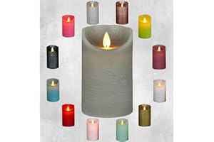 COEN BAKKER LED Echtwachskerze realistische Kerze viele Farben mit Timer flackender Docht Wachskerze Kerzen Batterie, Farbe:Grau, Größe:10 cm