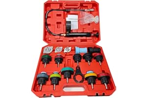 ENNJING Coolant Pressure Tester Kit-Radiator Pressure Tester Kit, Vacuum Cooling System Tester Master Tool Kit, Fit Most European and Japanese Vehicles (18 Pcs)