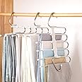 [Upgrade] Azeroth Pants Hangers 2 Pack Space Saving S-Type Stainless Steel Clothes Pants Hangers ，Anti-Slip Design,Clothes Closet Storage Organizer for Pants Jeans Trousers Skirts Scarf (White)