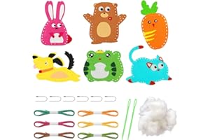 LTMMC First Sewing Kit for Kids, 6pcs Cute Animal Felt Sewing Kit, Childrens Sewing Kits for Beginners, DIY Sewing Craft Kits for Kids