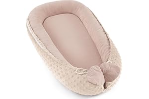 bearmoss Baby Réducteur de Lit Bébé 90x50cm en Minky Polyvalent pour Nid d'ange Couffin et Naissance Chaud et Doux et Accessoires pour nid Douillet (Couleur Sable)