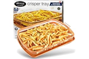 Gotham Steel Crisper Tray for Oven, 2 Piece Nonstick Copper Crisper Tray and Basket, Air Fry in your Oven, Great for Baking and Crispy Foods, As Seen on TV – Extra Large Size, 13.4” x 11.4”