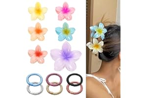 JINYJIA 6 Pezzi Pinze per Capelli Fiore, Fermaglio Capelli Donna Grande, Plastica Fermagli per Capelli Antiscivolo, per Donne e Ragazze con Acconciature Multiple