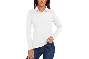 TACVASEN Hauts Polo à Manches Longues pour Femmes pour Golf et Tennis Séchage Rapide Léger Protection Solaire UPF 50+ Chemise avec 4 Boutons