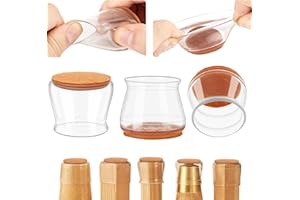 Roylvan Ochraniacz na nogi krzesła, zestaw 24 silikonowych ochraniaczy nóg krzeseł z filcowymi podkładkami do nóg mebli, antypoślizgowe podkładki meblowe do podłóg z twardego drewna, przezroczyste