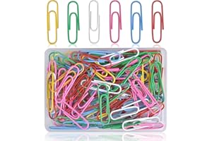 FAVSON 200 farbige Metall Büroklammern, 28mm Bunt Aktenklammern belastbare Büroklammern, mit Kunststoffbox, Klein Paper Clips für Schule Papiere und Büro Bueroklammern