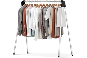 SYKIARIOL Clothes Rail, Efficient Clothes Drying Rack, Collapsible Drying Rack, Foldable Drying Rack, Heavy Duty Stainless Steel Clothes Rail (141cm)