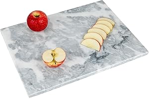 Homiu White Marble Chopping Board | Size 40 x 30 x 1.5cm | Heat Resistant Worktop Protector for Kitchen | Non-Slip Cutting Board | Hard-Wearing Chopping Board Marble | Easy to Clean
