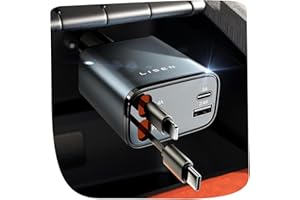 LISEN Retractable Car Phone Charger 84W Mens Gifts for Men Women Gadgets for Men Cigarette Lighter USB Charger Car Charger USB C Fast Charge Camping Essentials Car Accessories for iPhone 17 Pro Max