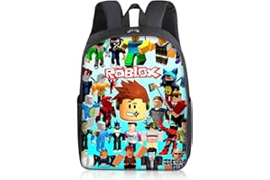 ZeYou Zaino Roblox Scuola per Bambino, 3D Roblox Cartoon Anime Zainetto avec Zip,Studenti Delle Scuole Elementari e Medie Zaino Casual Stampato per Ragazzi e Ragazze, czarny