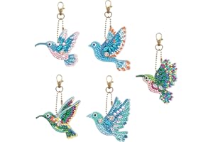 ICELSA UTMACH 5 Piezas Pintura Diamante, Llavero Pintura Diamante 5D Diamond Painting Colgante Llavero para Llaveros, Mochilas, Manualidades