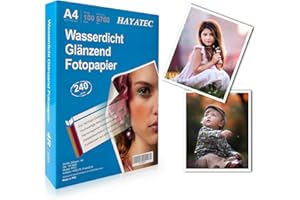 Alaskaprint papier photo A4 100 feuilles Imprimante à jet d'encre brillant A4 Papier photo 240g / m² Cartes photo Instant Dry Imperméable Feuilles photo blanc brillant (A4 |240g / m² |100)