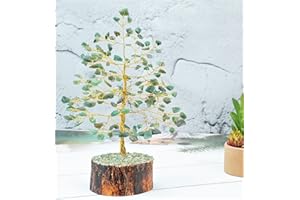 CROCON Green Aventurine Crystal Tree of Life, Handmade Gemstone Tree, Chakra Tree of Life, Money Tree, Feng Shui Tree Decor, Artificial Tree, Spiritual Gift, Stone Tree, Healing Crystal, Crystal Decoration